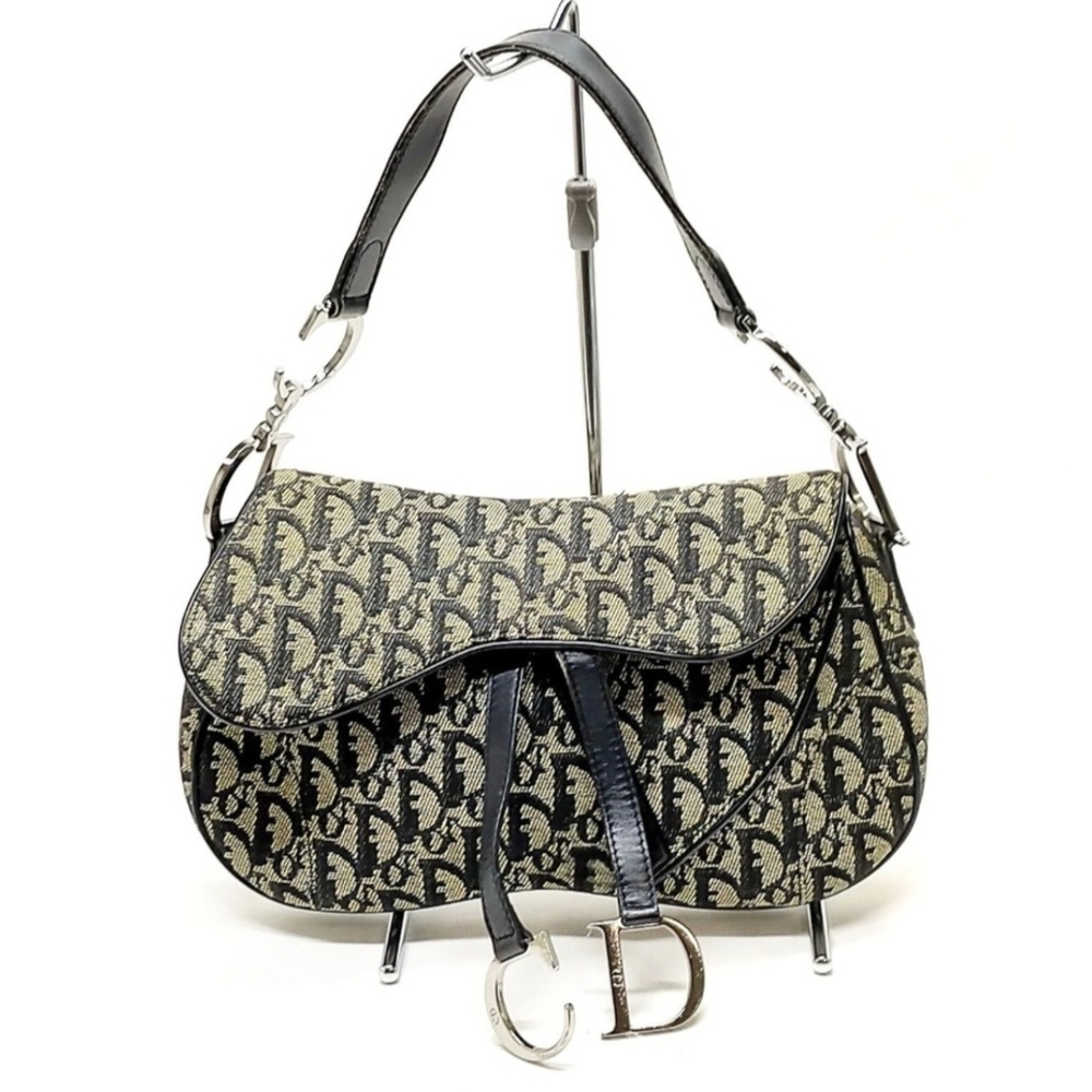 Dior Black and Cream Saddle Bag